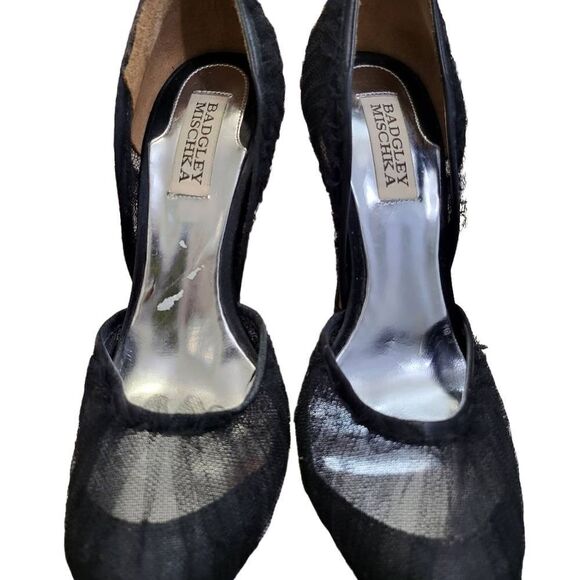 Badgley Mischka Black Tulle Heels - Picture 2 of 6